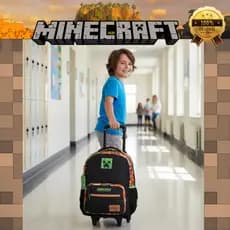 Mochila de Rodinhas Carrinho Minecraft X - Outdoors Infantil Escolar Meninos Grande Sestini Original