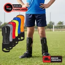 Caneleira Infantil com Tornozeleira  Proteção e Conforto – Futebol, Futsal e Society (7 a 10 anos