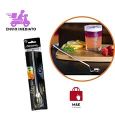 Colher Inox De 20cm Para Suco Milk Shake Vitamina Drink