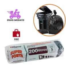 Saco De Lixo Preto 200l Super Reforçado 5 unidades
