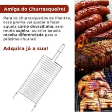 Grelha Dupla Churrasqueira Abaulada Aço Reforçado Resistente Churrasco Para Peixe Carne Frango