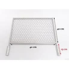 Grelha 40x40cm de assar carne de churrasqueira em inox aço 430 com cabo de alumínio para levar em qualquer lugar