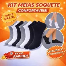 Kits de Meias Soquete Cano Curto Com 3 Até 48 Pares Unissex, Brancas, Pretas e Sortidas