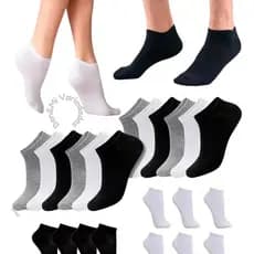 Kit 15/18 E 24 Pares De Meias Soquete Cano Curto Masculina Feminina Unissex