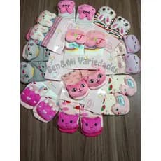 Kit 2 ou 3 Pares Meias 3D Infantil Menina Com Chocalho 0 a 24 Meses