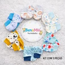 Kit Bebê Recém-Nascido 3 Peças Touca Meia e Luva Enxoval Menina Menino Unissex