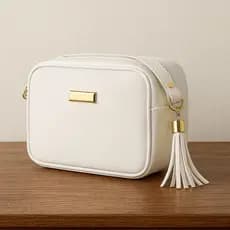 Bolsa Feminina Média Transversal com Zíper Alça ajustável Couro Sintético Moda Feminina
