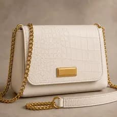 Bolsa Feminina Transversal Croco Preta Luxo Alça Corrente Dourada Elegante Casual Festa Premium Chic