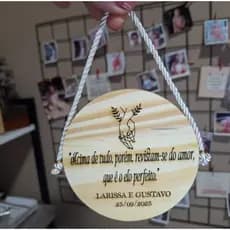 Placa de Madeira Pinus Personalizada Lembrança casamento / Batizado / Comemorações