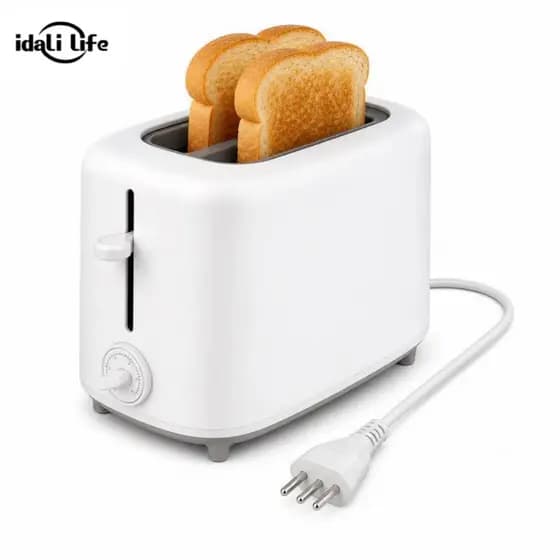 Torradeira Elétrica 600W 6 Níveis de Torra Compacta Design Moderno 2 Fatias Branco IDALI LIFE