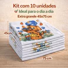 Kit 10 Unidades Pano de Prato Grande 45x75 Estampado para Cozinha