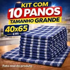 Kit 10 Panos De Chão  Xadrez 40x65Grande Saco Duplo Algodão Alvejado Limpeza Pesada Atacado