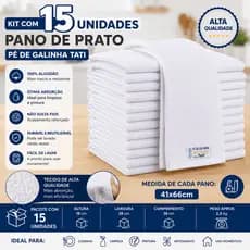 Kit 15 Panos de Prato Pé de Galinha Tati 41x66cm 100% Algodão Alta Absorção