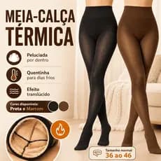 Meia Calça Térmica Peluciada Feminina  Forrada Quentinha Inverno