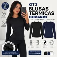 Kit 2 Blusas Térmicas Femininas Peluciadas Manga Longa Segunda Pele Quentinha