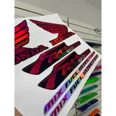 kit adesivos impresso cg fan 150 esi vermelho com detalhes holografico