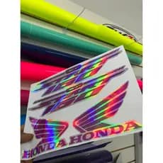 Kit adesivos cg start 160 holografico impresso com detalhes rosa