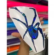 Adesivos aranha com 25cm holografico e azul