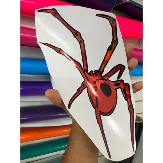 Adesivos aranha com 25cm holografico e vermelho