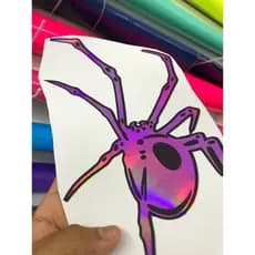 Adesivos aranha com 25cm holografico e rosa e roxo