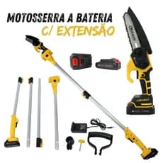 Motosserra Portátil 60V a Bateria com Extensor + 2 Baterias Leve e Potente