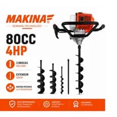 Perfurador De Solo Gasolina 80CC Makina MK-BD80 + 3 Brocas Profissional