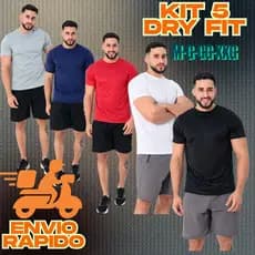 Kit 5 Camiseta Dry Fit Masculina Uso Diário Esportiva Leve Confortável Para Academia e Corrida