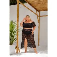 Saída De Praia PLus Size saia longa arrastão de renda tamanho grande DO 46 ao 60