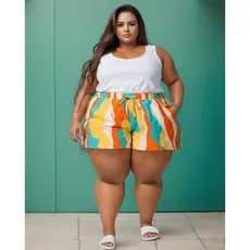 Bermuda visco linho Meias Coxa Cos Alto PLUS SIZE  do tam 46 ao 68 mulheres de 80 a 180 kilos