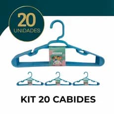 Kit 20 Cabides Infantil Bebê Baby Reforçado Plástico Azul Roupa Resistente Premium