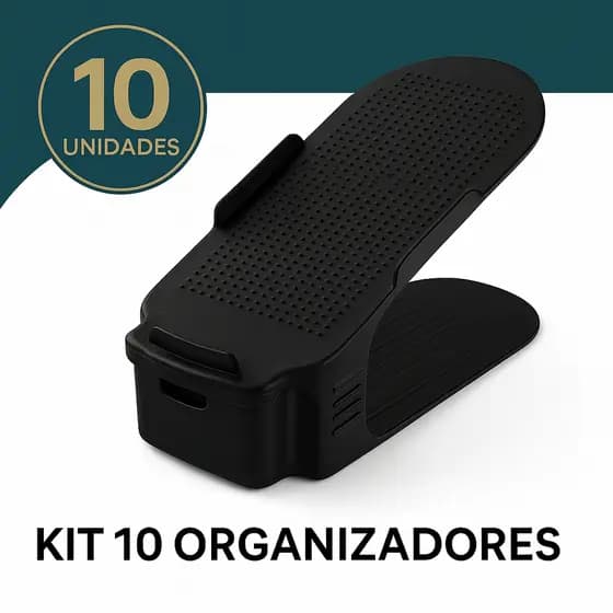 Kit 10 Organizador De Sapatos, Saltos E Tênis Com Regulagem De Altura - Preto