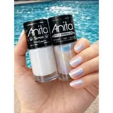 Kit Esmaltes Anita Concha Branco + Top Coat Efeito Borboleta