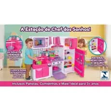 Conjunto Cozinha Completo Fogão Geladeira Pia Microondas Armário Rosa Charme Funcional