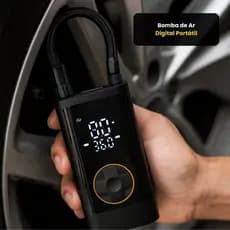 Bomba Ar Portatil Digital Inflador Eletrico Automotivo Preto Compacto