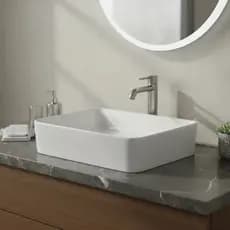 Cuba Retangular Reta Apoio louça Branca Grande 48cm