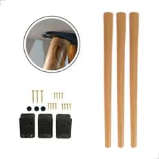 Kit 3 Pés Palito 60cm Vintage Retro Com Kit Chapinhas E Parafusos Fixação Tampo Mesinhas