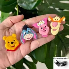 Kit 4 Pins Emborrachados Ursinho Fofo Personalizar Sandálias Mochilas Bolsas Acessório Delicado