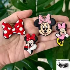 Kit 4 Pins Emborrachados Bottons Ratinha Laço Sandálias Mochilas Bolsas Delicados Fofo Personalizar