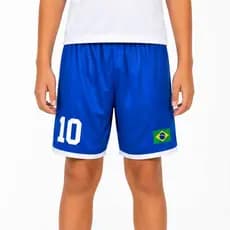 Bermuda Jogar Bola Menino Kit Brasil Confortável Tecido Molinho