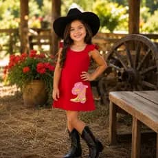 Vestido Infantil Boiadeira Ana Castela Cowgirl Country Bordado Princesa Manguinha Fofa Várias Cores