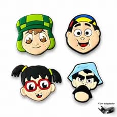 Kit 4 Pins Turma Do Chaves Emborrachados Sandálias Acessório Bolsas Mochilas Delicados Divertidos