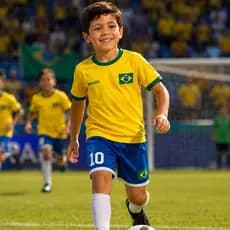 Conjunto Brasil Menino Amarelo Verde Azul Copa Estiloso Torcedor Seleção