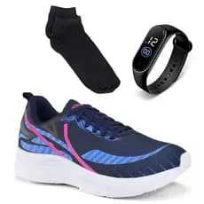 Tênis Feminino Academia Barato Leve +  Kit Relógio + Meia Casual Confortável Caminhada Promoção