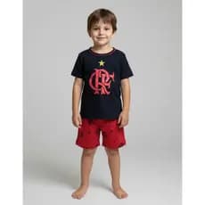 Pijama Infantil Curto Times Em Malha Verão Criança Juvenil