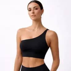 Top Feminino Ombro Único Sem Bojo Microfibra Academia Musculação Treino Casual Alta Qualidade