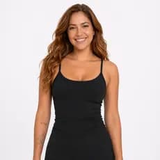 Regata Alça Fina Feminina Fitness Poliamida Forro Duplo Slim