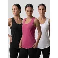 Kit 3 Camisetas Básica Feminina Corte a Laser Alongada Tapa Bumbum Blusa Regata Sem Costura Academia Fitness