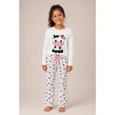 Pijama Infantil Vaquinha Inverno Confortável Manga Longa Suede Quentinho Frio Roupa de Dormir