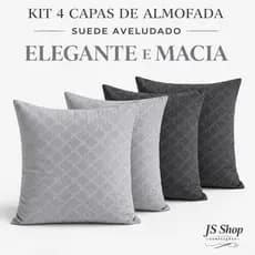 Kit 4 Capas de Almofada Suede Aveludado Geométrica Decorativas 42x42 Zíper Invisível