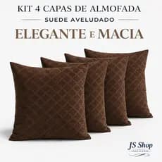 Kit 4 Capas de Almofada Suede Aveludado 42x42 Zíper Invisível Geométrica Decorativa